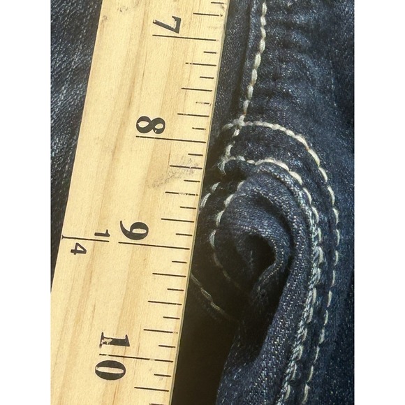 Rock Revival Jeans Womens Sz 29 Blue Leona Boot Mid Rise Thick Stitch Short Read - Picture 14 of 16